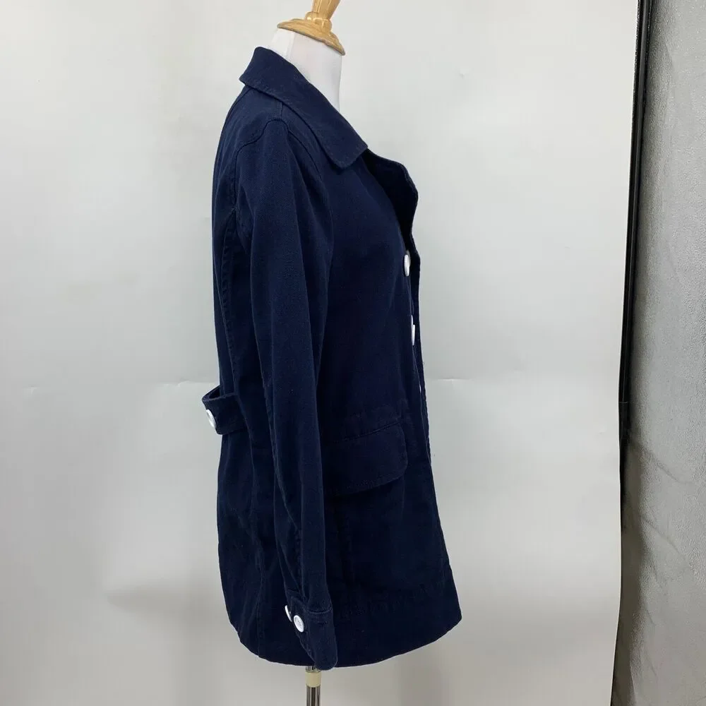J Crew Peacoat Womens 4 Navy Double Breasted Heavyweight Cotton Twill Jacket